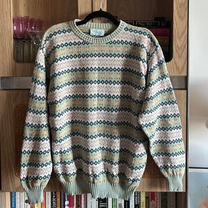 Vintage United Colors of Benetton 100% Cotton Knit Nordic Sweater Made in Italy